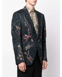 Мужской темно-синий пиджак с вышивкой от Etro