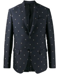 Мужской темно-синий пиджак с вышивкой от Fendi