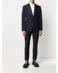 Мужской темно-синий пиджак с вышивкой от Alexander McQueen