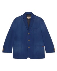Мужской темно-синий пиджак с вышивкой от Gucci