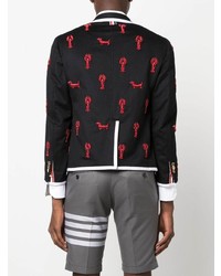 Мужской темно-синий пиджак с вышивкой от Thom Browne