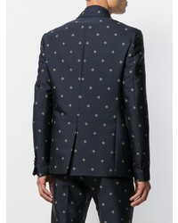 Мужской темно-синий пиджак с вышивкой от Fendi