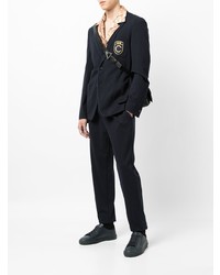 Мужской темно-синий пиджак с вышивкой от Roberto Cavalli