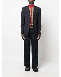 Мужской темно-синий пиджак с вышивкой от MSGM