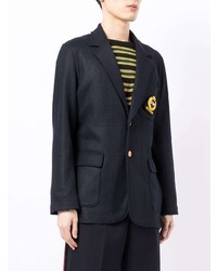 Мужской темно-синий пиджак с вышивкой от Coohem