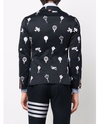 Мужской темно-синий пиджак с вышивкой от Thom Browne