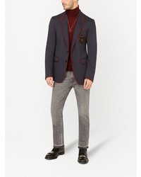 Мужской темно-синий пиджак с вышивкой от Dolce & Gabbana