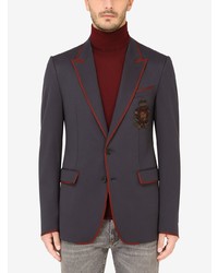 Мужской темно-синий пиджак с вышивкой от Dolce & Gabbana