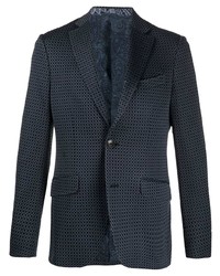 Мужской темно-синий пиджак с геометрическим рисунком от Etro