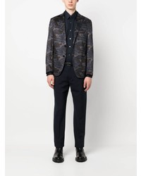 Мужской темно-синий пиджак с камуфляжным принтом от Karl Lagerfeld