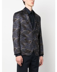 Мужской темно-синий пиджак с камуфляжным принтом от Karl Lagerfeld