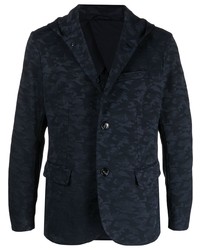 Мужской темно-синий пиджак с камуфляжным принтом от Emporio Armani