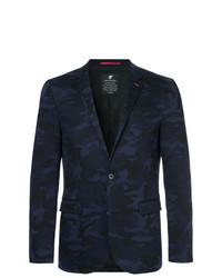 Мужской темно-синий пиджак с камуфляжным принтом от Loveless
