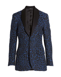 Темно-синий пиджак с леопардовым принтом
