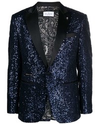 Мужской темно-синий пиджак с пайетками от Philipp Plein