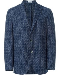 Мужской темно-синий пиджак с принтом от Boglioli