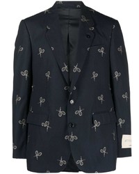 Мужской темно-синий пиджак с принтом от Lardini