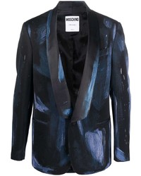 Мужской темно-синий пиджак с принтом от Moschino