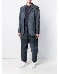 Мужской темно-синий пиджак с принтом от Uma Wang