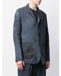 Мужской темно-синий пиджак с принтом от Uma Wang