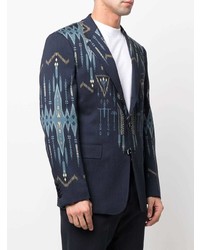 Мужской темно-синий пиджак с принтом от Etro
