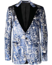 Мужской темно-синий пиджак с принтом от Roberto Cavalli