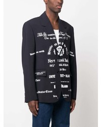 Мужской темно-синий пиджак с принтом от MSGM