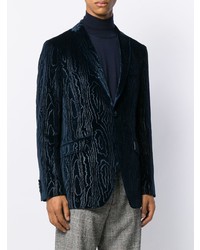 Мужской темно-синий пиджак с принтом от Etro