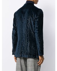 Мужской темно-синий пиджак с принтом от Etro