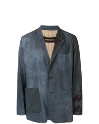 Мужской темно-синий пиджак с принтом от Uma Wang