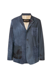 Мужской темно-синий пиджак с принтом от Uma Wang