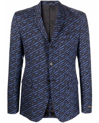 Мужской темно-синий пиджак с принтом от Versace