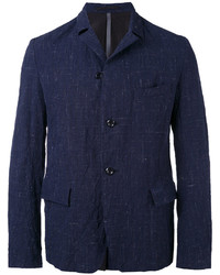 Мужской темно-синий пиджак с рельефным рисунком от Attachment