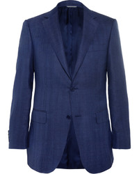 Мужской темно-синий пиджак с узором "в ёлочку" от Canali