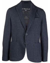 Мужской темно-синий пиджак с узором "в ёлочку" от Circolo 1901