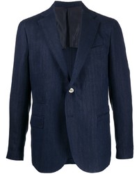 Мужской темно-синий пиджак с узором "в ёлочку" от Eleventy