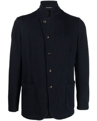 Мужской темно-синий пиджак с узором "в ёлочку" от Emporio Armani