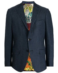 Мужской темно-синий пиджак с узором "в ёлочку" от Etro