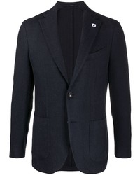 Мужской темно-синий пиджак с узором "в ёлочку" от Lardini