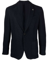 Мужской темно-синий пиджак с узором "в ёлочку" от Lardini