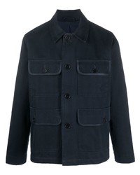 Мужской темно-синий пиджак с узором "в ёлочку" от Wood Wood