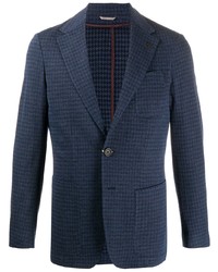Мужской темно-синий пиджак с узором "гусиные лапки" от Canali