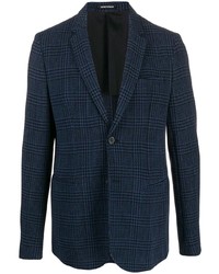 Мужской темно-синий пиджак с узором "гусиные лапки" от Emporio Armani