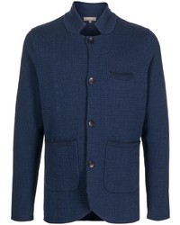 Мужской темно-синий пиджак с узором "гусиные лапки" от N.Peal