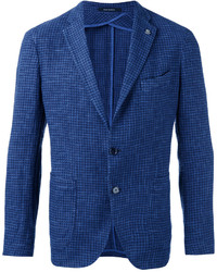 Мужской темно-синий пиджак с узором "гусиные лапки" от Tagliatore