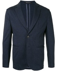 Мужской темно-синий пиджак с узором зигзаг от Emporio Armani