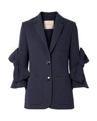 Женский темно-синий пиджак с украшением от Roksanda