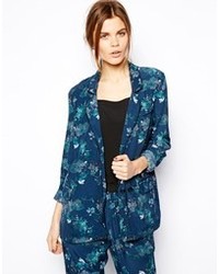 Женский темно-синий пиджак с цветочным принтом от Asos