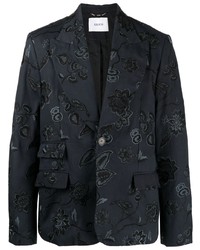 Мужской темно-синий пиджак с цветочным принтом от Erdem