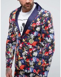Мужской темно-синий пиджак с цветочным принтом от Reclaimed Vintage